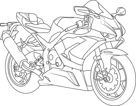 Motor Art, Motorbike Reference, Motors Drawing, Motor Drawing, Art To Trace, Drawing Motorcycle, Yamaha R6 Drawing, Vector Line Art, Motorbike Drawing Reference