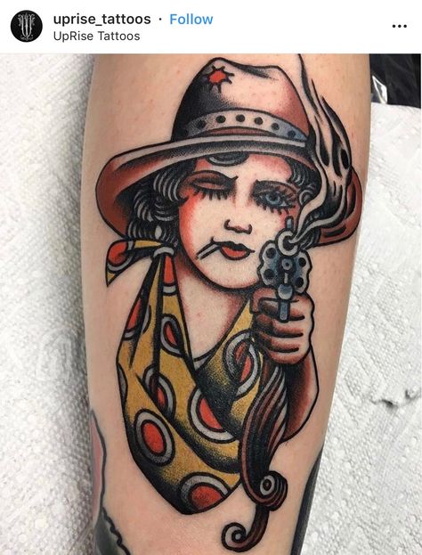 Leg Band Tattoos, Tato Tradisional, Cowgirl Tattoos, Cowboy Tattoos, Traditional Tattoo Inspiration, Vintage Tattoo Design, Band Tattoos, Traditional Style Tattoo, Tattoo Leg