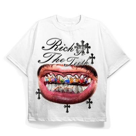 "Rich to the teeth" create your custom design for your brand. More information to DM. Payments: Paypal and binance ✅️ . . . #rich #grill #saint #richierich #customdesign #commissiondesign #designthinking #tshirtwork #designgraphic #designpainting #designmerch #designgraphic #ilustration #photoshop Streetwear Clothing Brand Design Ideas, Graphic Design Shirt Ideas, Sea Pollution, Graphic Design Clothing, Graphic Aesthetic, Brand Colours, Trendy Shirt Designs, Album Art Design, The Teeth