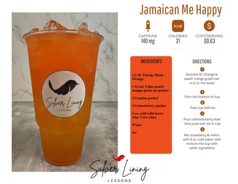 Jamaican Me Happy – Silver Lining Lessons Peach Ring Herbalife Tea, Peach Ring Water Recipe, Peach Loaded Tea Recipes, Homemade Loaded Tea Recipes, Peach Ring Loaded Tea, Silver Lining Lessons Loaded Tea Recipes, Yea Recipes, Diy Teas, Homemade Teas