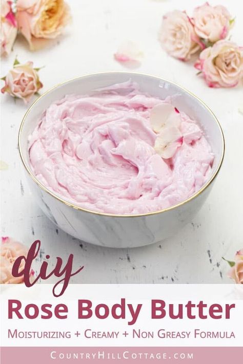 Body Lotion Recipes, Rose Body Butter, Diy Body Butter Recipes, Diy Body Lotion, Homemade Body Lotion, Skin Care Routine For Teens, Rose Body Lotion, Săpunuri Handmade, Homemade Body Butter