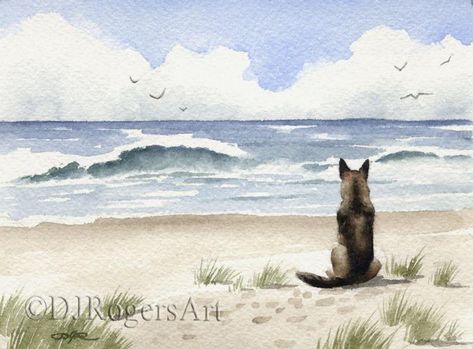 GERMAN SHEPHERD Art Print by Watercolor Artist DJ Rogers | Etsy Contemporary Watercolor Art, German Shepherd Art, Art Plage, German Shepherd Gifts, Black German Shepherd, 강아지 그림, Dog Print Art, Yorkshire Terrier Puppies, Watercolor Artists