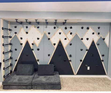 Kids Climbing Wall, Kids Playroom Basement, Playroom Paint, Climbing Wall Kids, Loft Playroom, Indoor Playroom, Gymnastics Room, Dream Basement, Climbing Walls