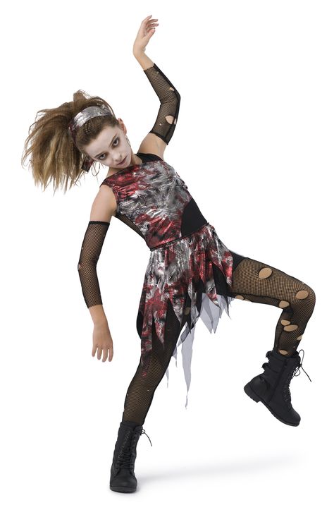 Zombie - IS241 - Costume Gallery Prom Dresses Gorgeous, Shimmery Dresses, Zombie Dance, Theme Costumes, Leotard Costume, Hip Hop Costumes, Solo Costume, Shimmery Dress, Gorgeous Prom Dresses