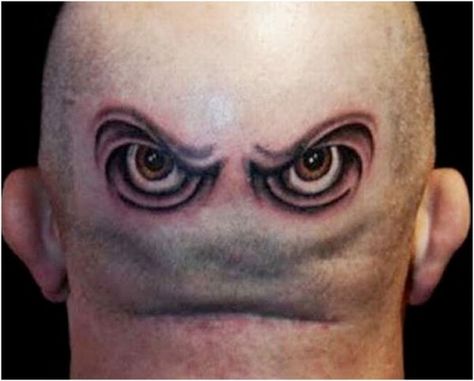 A Plethora Of Funny Tattoos - Neatorama Bald Head Tattoo, Eyeball Tattoo, Amazing 3d Tattoos, Tattoo Wedding Rings, Clever Tattoos, Weird Tattoos, Bad Tattoos, 3d Tattoos, 3d Tattoo