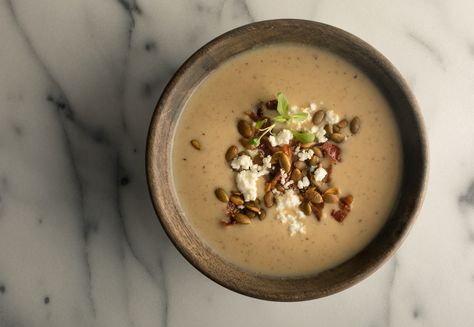 Roasted Cauliflower Soup, Bisque Recipe, Dairy Free Cream, Elegant Appetizers, Leftover Bread, Creamy Cauliflower, Making Pasta, Butter Beans, Cauliflower Soup