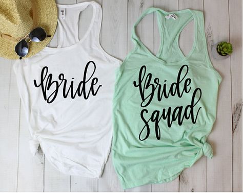 Bride Squad - Brial Party - Bride Tribe - Bride Tribe Shirts - Bridal Party Shirts - Bride - Just Engaged - Bachelorette - Bachelorette Part Bridesmaid Shirts Bachelorette, Bride Tribe Shirt, Bridesmaid Tank Tops, Bridesmaid Shirt, Babe Shirt, Brides Babes, White Bride, Bridesmaid Shirts, Bridal Party Shirts