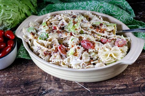 BLT Bow-Tie Pasta Salad Bow Tie Pasta Salad, Garden Pasta Salad, Bowtie Pasta Salad, Southern Potato Salad, Blt Pasta, Bow Tie Pasta, Blt Pasta Salads, Side Dishes For Chicken, Summer Salads With Fruit