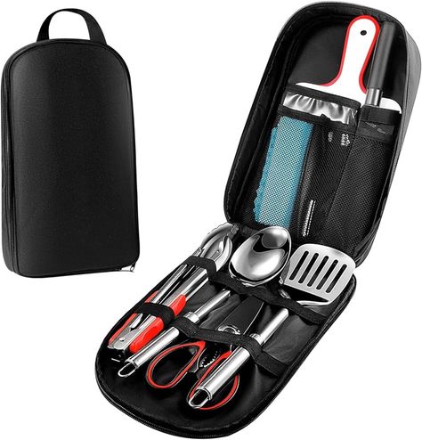 Camping Cooking Utensils, Black Camping, Camping Utensils, Kitchen Utensil Organization, Cooking Kit, Camping Kitchen, Camping Cooking, Portable Kitchen, Basic Kitchen