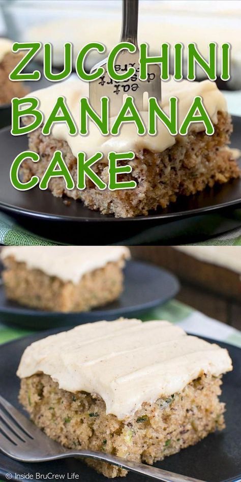 Zucchini Banana Bars, Things To Make With Zucchini, Things To Do With Zucchini, Banana Zucchini Cake, Zucchini Breads, Zucchini Ideas, Zucchini Desserts, Bread Zucchini, Zucchini Cakes