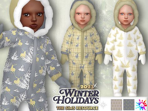 The Sims Resource - Winter Deer Onesie Sims Infants, Sims4 Infant, Deer Onesie, Cc Clothing, Boys Winter Clothes, Sims 4 Cheats, Sims 4 Tattoos, Sims 4 Cc Eyes, Sims Baby