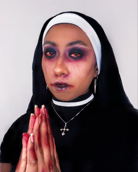 Scary Nun Makeup, Scary Nun, Nun Halloween, Editorial Makeup, Halloween Makeup, Halloween Face, Face Makeup, Halloween Face Makeup, Makeup Looks