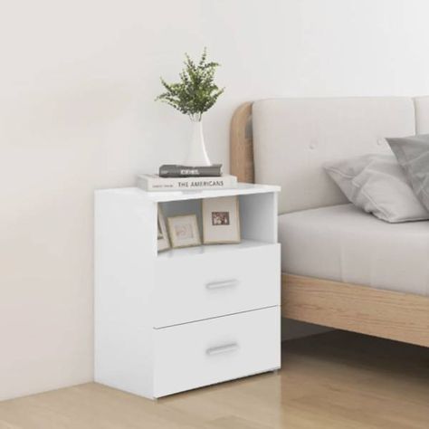 Bed Cabinet High Gloss White 50x32x60cm https://hipomarket.co.uk/bedside-tables/108540-bed-cabinet-high-gloss-white-50x32x60cm-8720286586907.html Bring a modern style to your interior with this bed cabinet. This bedside cabinet is stable and sturdy. Additionally, the nightstand is equipped with two drawers and one shelf, providing ample storage space for keeping your essentials well organised and within reach. It is easy to clean with a damp cloth. Bedside Cabinet Modern, Bed Cabinet, Bedside Table Set, Side Bed, Daybed Mattress, White Bedside Table, End Of Bed Bench, Furniture Bedside Table, Cabinet Bed