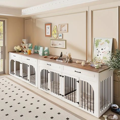 74.8'dog Crate Furniture Wooden Dog Crate 2 Drawers - Temu Kennel Ideas Indoor Diy, Large Dog Kennel Ideas Indoor Diy, Dog Kennel Ideas Indoor Diy, Large Dog Kennel Ideas Indoor, Kennel Ideas Indoor, Dog Kennel Ideas Indoor, Dog Kennel Ideas, Large Dog Kennel, Grooming Salons