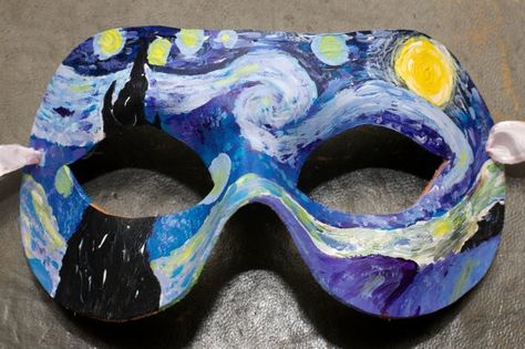 Cosplay Crafting, Art Docent, Diy Masks, Learning Art, Dutch Art, Nerd Fashion, The Starry Night, Leather Mask, Hand Painted Leather