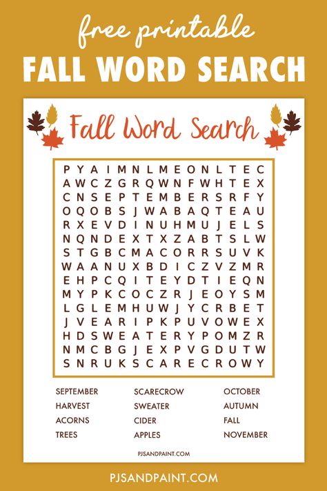 free printable fall word search game Fall Puzzles, Free Bridal Shower Printables, Printable Word Games, Fall Word Search, Autumn Puzzle, Free Thanksgiving Printables, Free Printables Organization, Fall Words, Word Search Printables