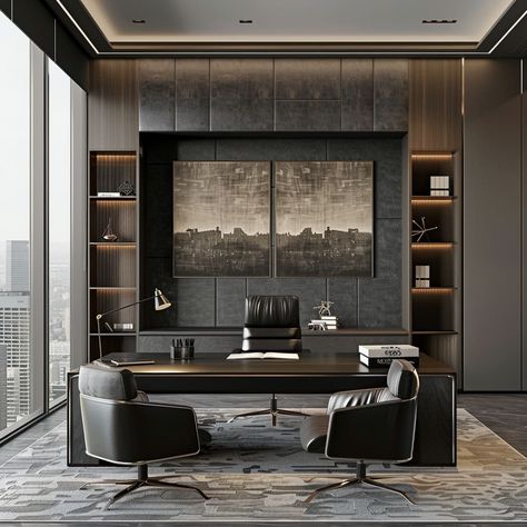 Manager Office Interior Design, Manager Office Interior, Executive Office Design Interior, Office Interior Design Luxury, Modern Office Interior Design, Executive Office Decor, Modern Office Interior, Executive Office Design, Modern Office Table