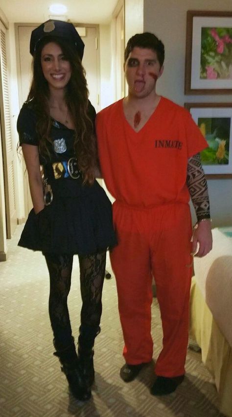 Cop & Prisoner Costume #Halloween #prison #halloweencostumes Prisoner Costume Halloween, Prison Pictures, Inmate Costume, Halloween Prisoner Costume, Prisoner Costume, Police Outfit, Diy Couples Costumes, Female Cop, Duo Halloween Costumes