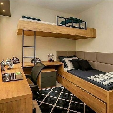 Apartemen Studio, Bunk Bed Rooms, Small Woodworking Projects, Small Room Design, Wood Plans, Modern Bedroom Design, Decoration Design, Small Bedroom, Modern Bedroom