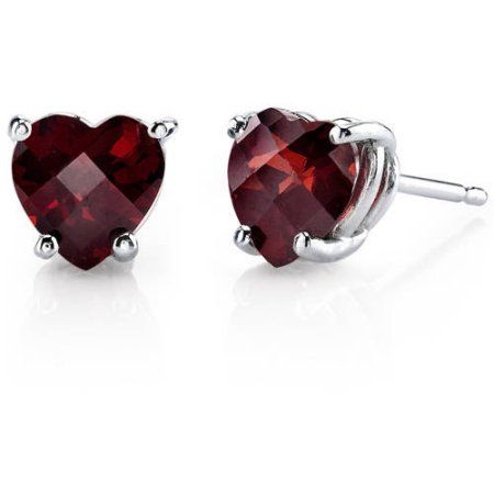 Garnet Heart, Valentines Earrings, White Gold Studs, White Gold Earrings Studs, Heart Shaped Jewelry, Earrings Heart, Gemstone Stud Earrings, Heart Stud Earrings, Heart Shaped Earrings