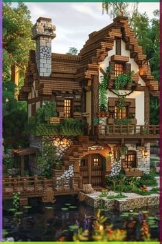 Minecraft Houses Cobblestone, Minecraft Redwood House, Mountain Build Minecraft, Minecraft Oxidised Copper Builds, Beautiful Minecraft Builds, Crimson Wood House Minecraft, Minecraft Modern Cabin, Minecraft Harry Potter Builds, Minecraft Small Interior