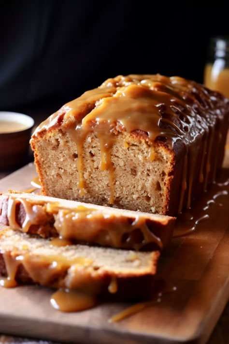 Salted Caramel Banana Bread, Caramel Banana Bread, Caramel Bread, Brunch Foods, Loaf Cakes, Sheet Cakes, Cinnamon Banana, Quick Breads, Banana Flavored