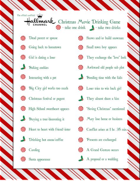 Hallmark movie drinking game. #hallmarkchannel #christmasmovies Hallmark Christmas Drinking Game, Hallmark Movie Drinking Game, Hallmark Drinking Game, Hallmark Movie Games, Hallmark Christmas Movie Drinking Game, Hallmark Movie Night Party, Christmas Movie Drinking Games, Hallmark Party Ideas, Drinking Games Movie