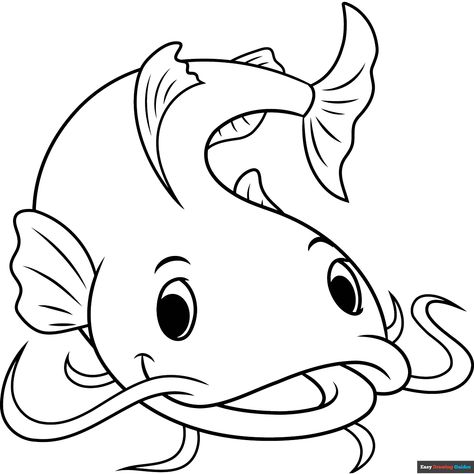 Free Catfish Coloring Page for Kids Printable Ocean Coloring Pages, Ocean Coloring Pages For Kids, Fish Coloring Pages For Kids, Printable Fish, Nemo Coloring Pages, Octopus Coloring Page, Fish Printables, Whale Coloring Pages, Fish Coloring