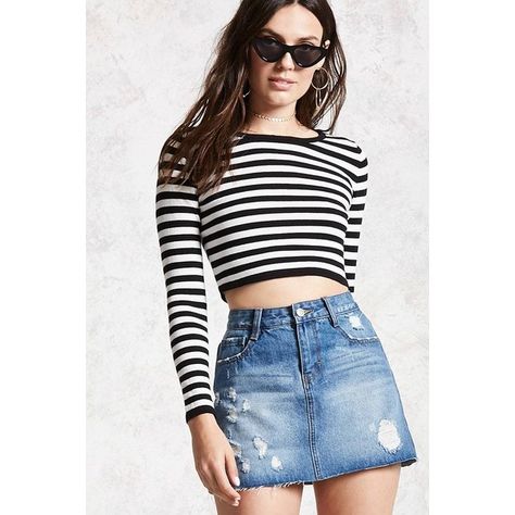 Forever21 Striped Crop Top ($10) ❤ liked on Polyvore featuring tops, long-sleeve crop tops, stripe top, forever 21 tops, crop top and print top Belly Shirt, Barbie Tingz, Midriff Top, Cut Off Shirt, Show Choir, Half Shirt, Belly Shirts, Oversized Sweater Cardigan, Half Shirts