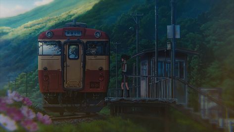 #anime #landscape Kimi no Na Wa train station #train Your Name Miyamizu Mitsuha Mitsuha Miyamizu #1080P #wallpaper #hdwallpaper #desktop Your Name Wallpaper, The Garden Of Words, Your Name Anime, Name Wallpaper, Digital Wallpaper, Scenery Wallpaper, Anime Background, Anime Scenery, Anime Movies