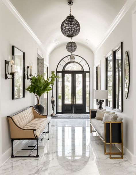 The Art Of First Impressions: 50 Creative Foyer Designs That Wow Modern House Entryway, Grand Foyer Ideas Entryway, Grand Foyer Ideas Entryway Entrance, Master Foyer, Large Foyer Ideas Entryway, Large Foyer Ideas, Entry Foyer Design, Mediterranean Entryway, Foyer Floor