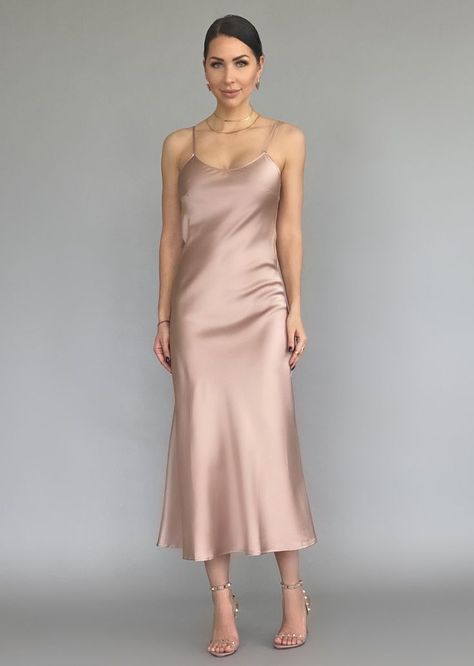 Beige Satin Dress, Dresses For Christmas, Beige Silk Dress, Silk Dresses Outfit, Long Slip Dress, Dresses Australia, Beige Silk, Slip Dresses, Western Chic