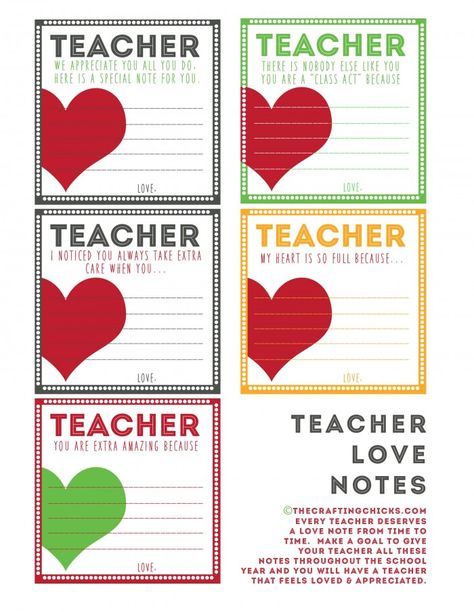 Teacher love notes - cute for Valentine's Day, Teacher Appreciation or end of the school year! Ptso Ideas, Kindness Club, Principal Ideas, I Love My Teacher, Teacher Leadership, Appreciation Note, Teacher Appreciation Printables, Teacher Appreciation Cards, Ard Buffet