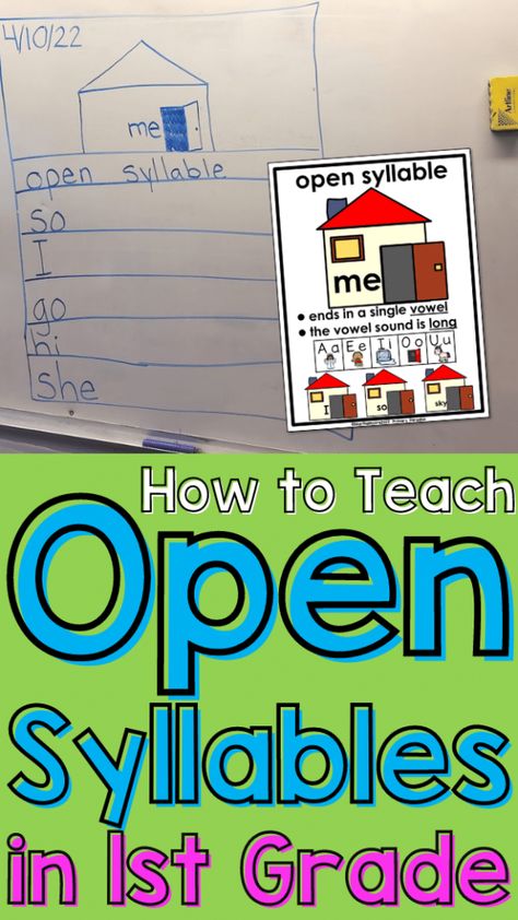 How To Teach Open And Closed Syllables, Sor Centers First Grade, Open Syllable Words, Open Syllable Anchor Chart, Closed Syllable Activities Free, Open Syllable Activities Free, Syllables First Grade, Closed Syllable Anchor Chart, Open And Closed Syllables Activities