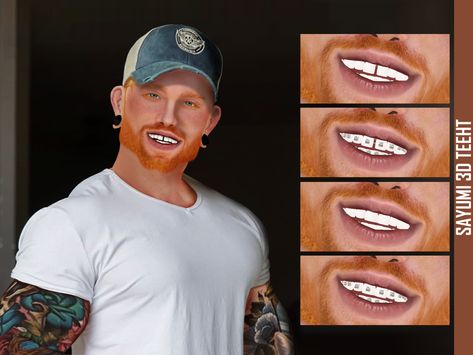 Redhead Sims CC | SAYUMI 3D TEETH NEW MESH 2 VERSIONS Compatible... Cc Overlay, Grillz Teeth, Sims 4 Cc Eyes, The Sims 4 Skin, Gold Grillz, Beauty App, Free Sims 4, Sims 4 Cc Makeup, Sims 4 Body Mods