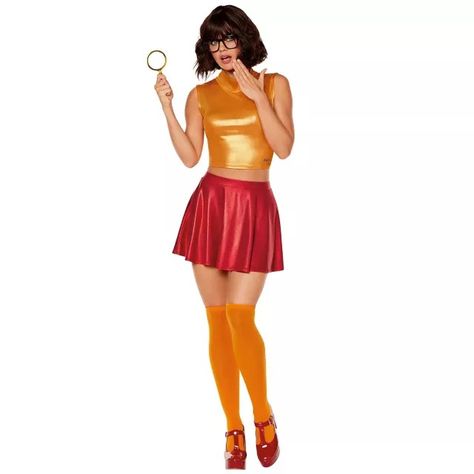 Adult Sassy Velma Costume - Scooby-Doo - Spirithalloween.com Skirt And Knee High Socks, Velma Halloween Costume, Steampunk Womens Costume, Disney Baby Costumes, Velma Costume, Scooby Doo Costumes, Safari Costume, Mystery Inc, Daphne Costume