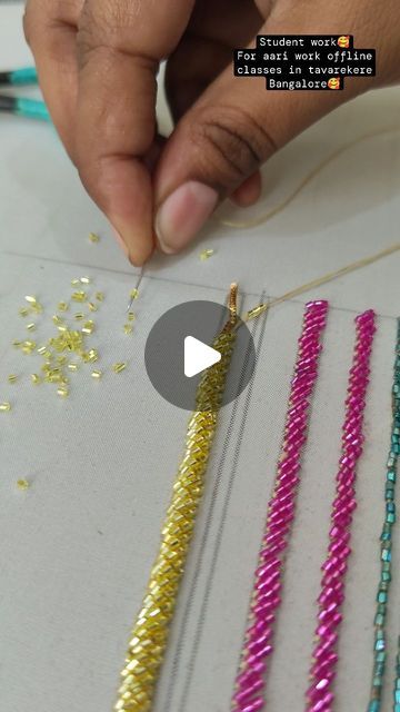 Rajesh Manju on Instagram: "Cut beads loading work by student🥰" Cut Beads Embroidery, Cut Beads Work, Flower Garland Wedding, Flower Garland, Garland Wedding, Flower Garlands, Student Work, Beaded Embroidery, Bead Work