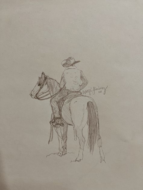 Cute Country Drawings Easy, Cowboy Drawing Easy, Ranch Drawing, Western Sketches Pencil, Western Things To Draw, Cowboy Drawing Reference, Western Drawings Easy, Western Saddle Drawing, Country Sketches