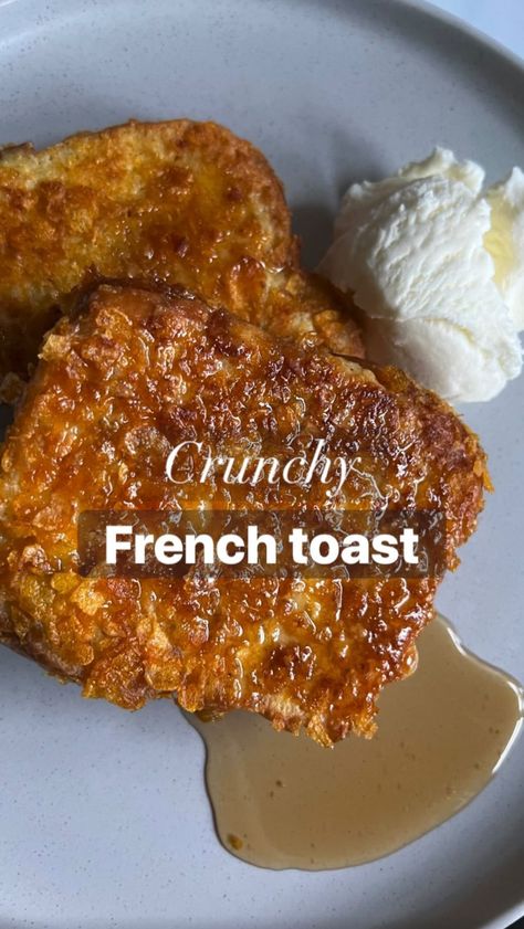 French Toast Crispy, French Toast Recipe Crispy, Cornflake French Toast, Crunchy French Toast Recipe, Crispy French Toast Recipe, Unique French Toast Recipe, French Toast Topping, Crisp French Toast, Unique French Toast