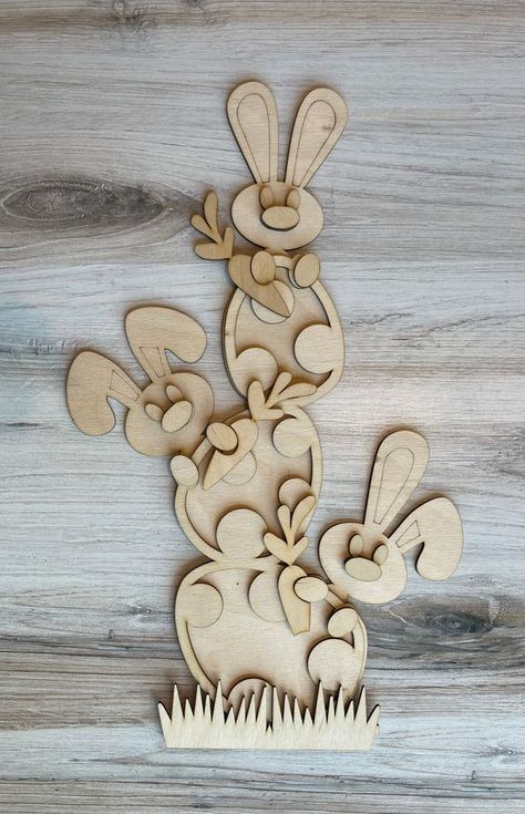 Stacked Easter Bunnies and Eggs DIY Kit- Paint it Yourself Spring Kit - Tiered Tray Companion - Wood Blanks Easter Eggs #easter #diy #crafts #eastercrafts #easterdecor Easter Wood Projects, Country Wood Crafts, Lamb Craft, Diy Laser Cut, Easter Wood Crafts, Christmas Advent Calendar Diy, Easter Templates, Laser Cut Wood Crafts, Mdf Crafts