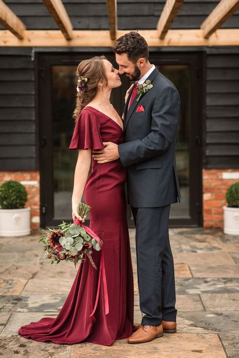 Wine Wedding Dress Burgundy, Burgandy Wedding Dress, Wine Wedding Dresses, Burgundy Wedding Dress, Vow Renewal Dress, Hand Painted Wedding Cake, Burgundy Dahlia, Wedding Edit, Wedding Style Inspiration