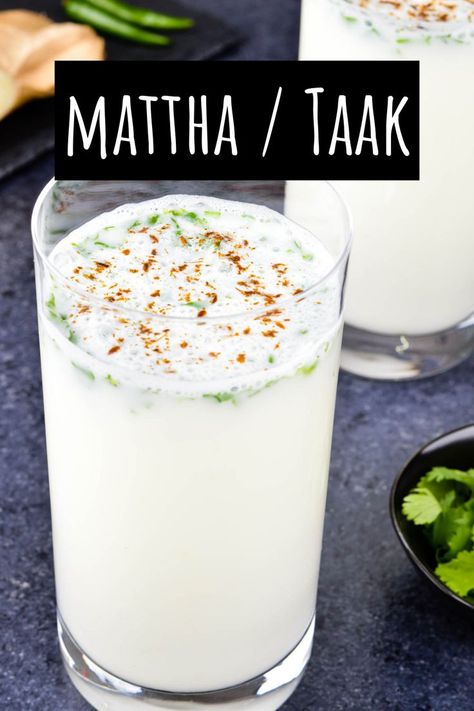 Mattha or Taak (also known as Plain Chaas) is Indian spiced buttermilk. Use this recipe to make this Indian summer drink in just 3 minutes! #mattha #taak #chaas #chaach #buttermilk #spicedbuttermilk #summerdrink #indiandrinks #drinkrecipes Indian Picnic, Buttermilk Recipe, Indian Drinks, White Drinks, Spiced Butter, Buttermilk Recipes, Summer Drink, Milk Recipes, Indian Summer