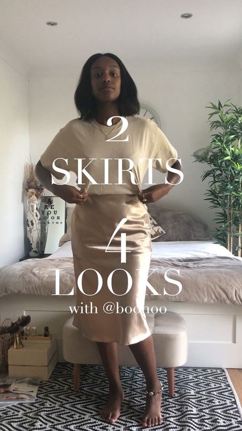 Neutral, Beige Slip Bias Cut Skirt Styling Video -@iamnkirote Bias Skirt Outfit, Ipanema Sandals, Skirt Styling, Bias Skirt, Bias Cut Skirt, Autumn Outfits, Neutral Beige, Skirt Outfit, Satin Skirt