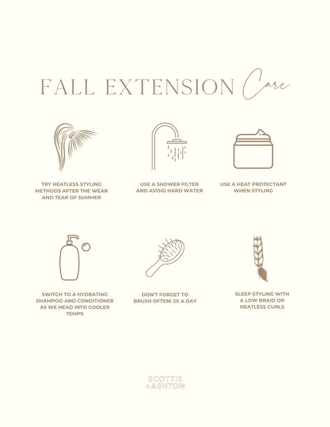 Some tips to SAVE + SHARE with your clients for keeping your extensions long-lasting after summer🤭 #extensionstylist #fallhair #gilberthair #hairsalon #salonstock #hairextensions #charlestonhair #extensions #extensionshair #wefthairextensions #salonsupplier #wintercolors #extensionsspecialist #hair #weftextension #Dallashair #fallextensions Hair Packaging, Info Graphics, Shower Filter, Heat Protectant, Weft Hair Extensions, Heatless Curls, Hair Weft, Winter Colors, About Hair