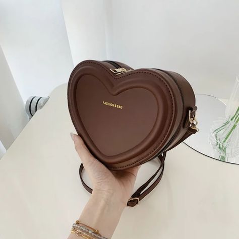 Heart Shaped Bag Novelty Handbags, Letter Bag, Brown Crossbody Bag, Novelty Bags, Mini Heart, Coffee Brown, Coffee Colour, Mini Shoulder Bag, Mini Crossbody Bag