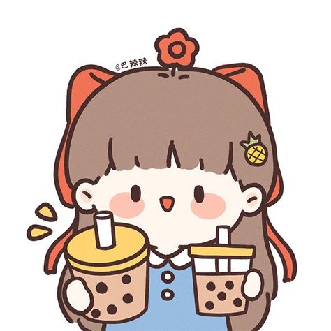 Cartoon Drawings Of Animals, Chibi Girl, Cute Anime Chibi, Cute Doodle Art, Chibi Drawings, Boba Tea, Cute Easy Drawings, Cute Little Drawings