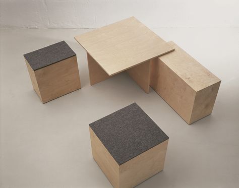 sanktjohanser | social cube Cube Furniture, Exhibition Display Design, Cube Chair, Cube Table, Minimal Furniture, Box Bedroom, Flat Pack Furniture, Play Furniture, Versatile Furniture