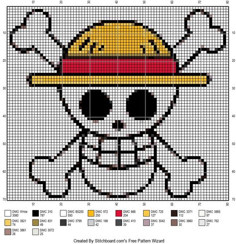 Cross Stitch Patterns One Piece, One Piece Crochet Tapestry, Anime Tapestry Crochet Patterns, Pixel Art Crochet Blankets, One Piece Cross Stitch, Anime Blanket, Pixel Grid, Graph Crochet, Butterfly Cross Stitch