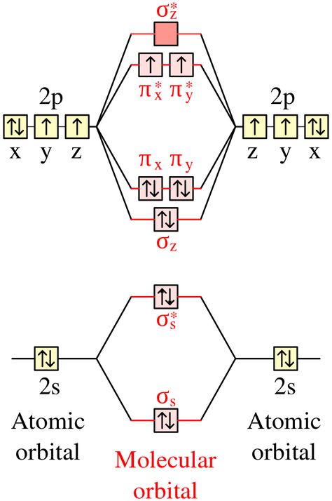 File:Valence orbitals of oxygen atom and dioxygen molecule (diagram).svg Orbital Diagram, Pauli Exclusion Principle, Nomenclature Chemistry, Gen Chem, Science Diagrams, Ap Chem, Ap Chemistry, Study Chemistry, Chemistry Classroom