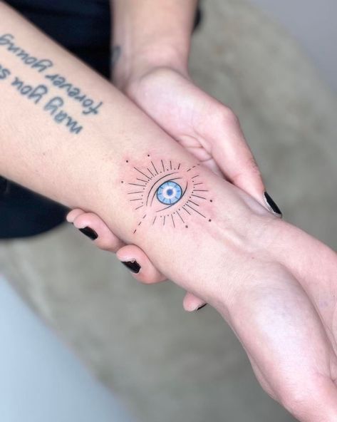 Evil Eye Throat Tattoo, See No Evil Eye Tattoo, Pretty Evil Eye Tattoo, Protection Eye Tattoo, Evil Eye Butterfly Tattoo, Evil Eye Mandala Tattoo, 3rd Eye Tattoo Women, Blue Evil Eye Tattoo, Turkish Eye Tattoo